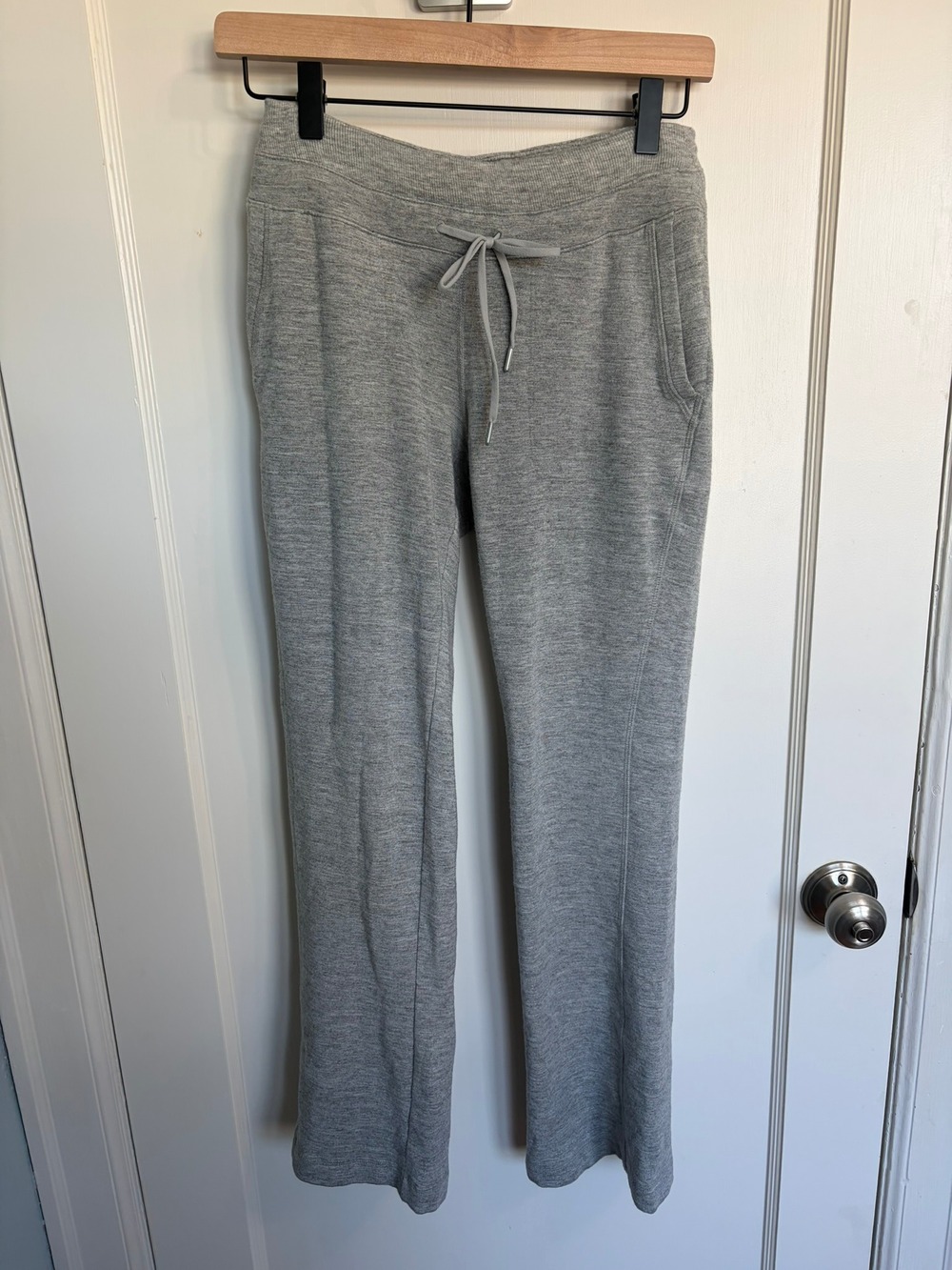 Athleta Womens XSP Petite Flare Sweatpants Heather Gray Drawstring Lounge Pant